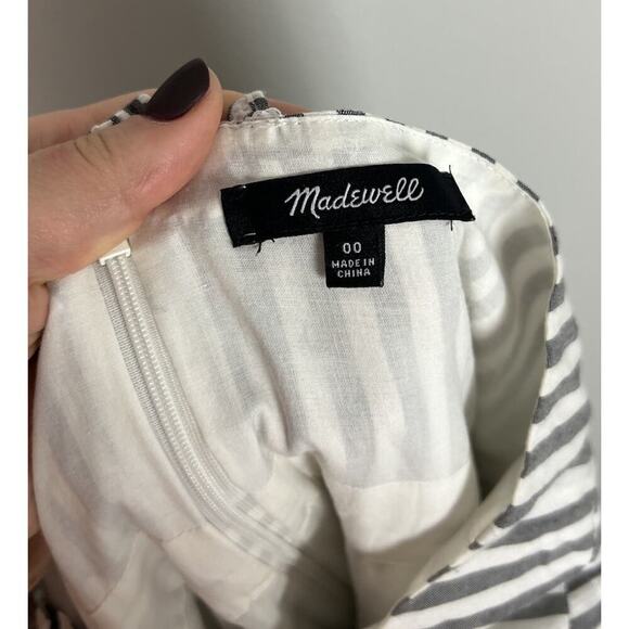 Madewell Striped Ruffle-Strap Empire Dress Viscose Size 00 Women’s - Picture 4 of 9